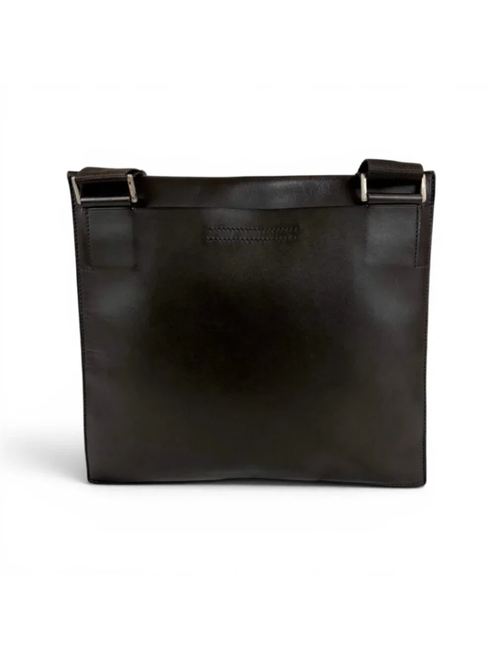 Prada Cobra Buckle Leather Shoulder Bag Cross Dark Brown Vintage